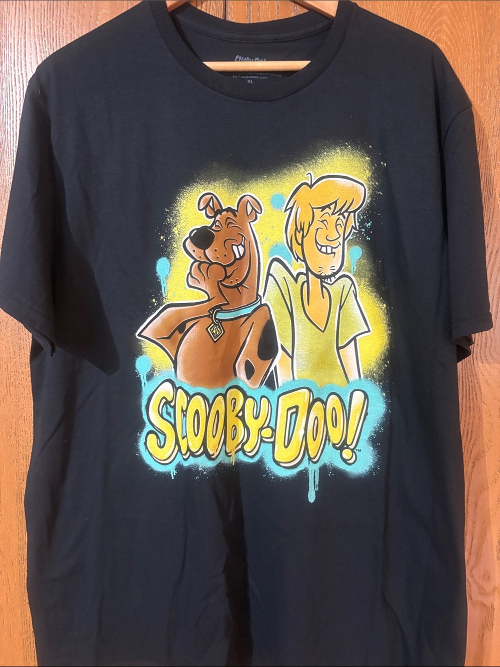 NWT - Scooby-Doo Black Graphic Tee with Yellow & Blue Print